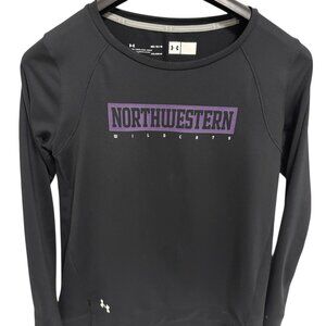 Northwestern Wildcats LS Shirt Size Medium Loose Fit Black Under Armour